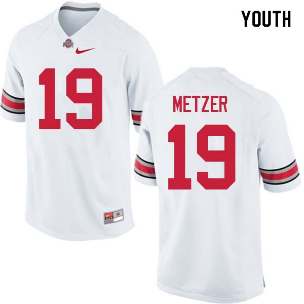 Ohio State Buckeyes Jake Metzer Youth #19 White Authentic Stitched College Football Jersey